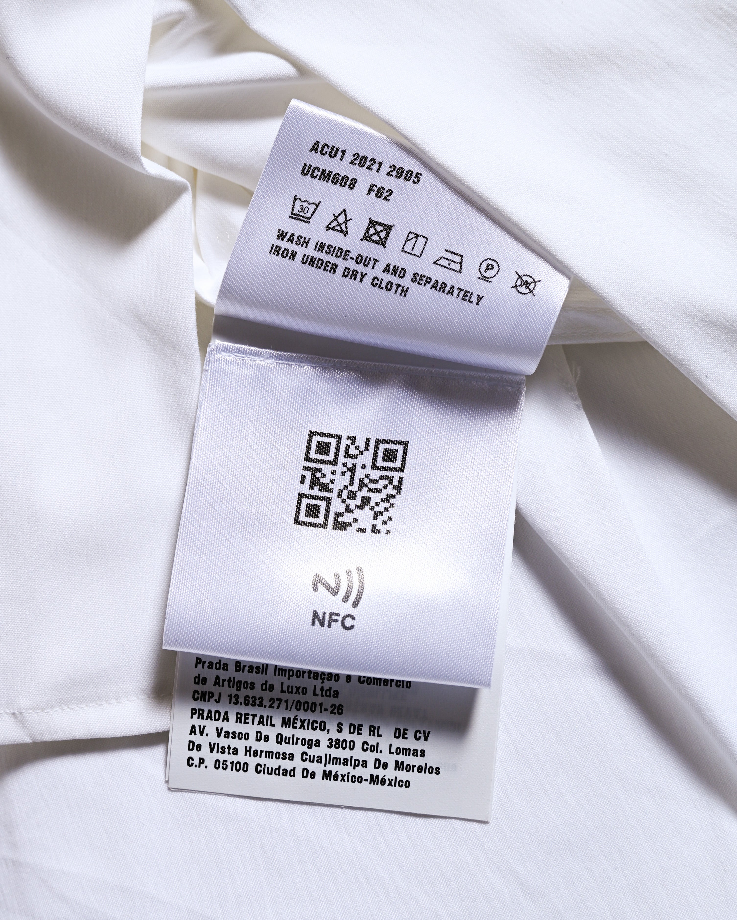 PRADA/ 2021 Thick Collar Oversized Dress Shirt White