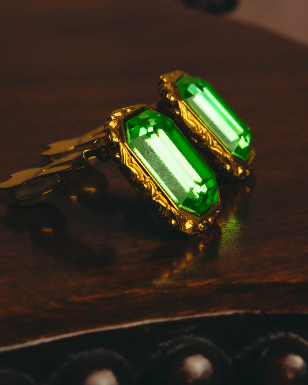 "Yves Saint Laurent" 80's-90's Emerald green clip-on earrings