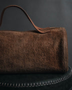 "CELINE" 00's Macadam logo engraved suede leather bag