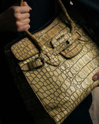 "MIU MIU" Belt strap design embossed leather hand bag