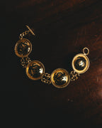 -SPECIAL- “LOEWE” 80’s-90’s Sculptural black anagram medallion chain bracelet
