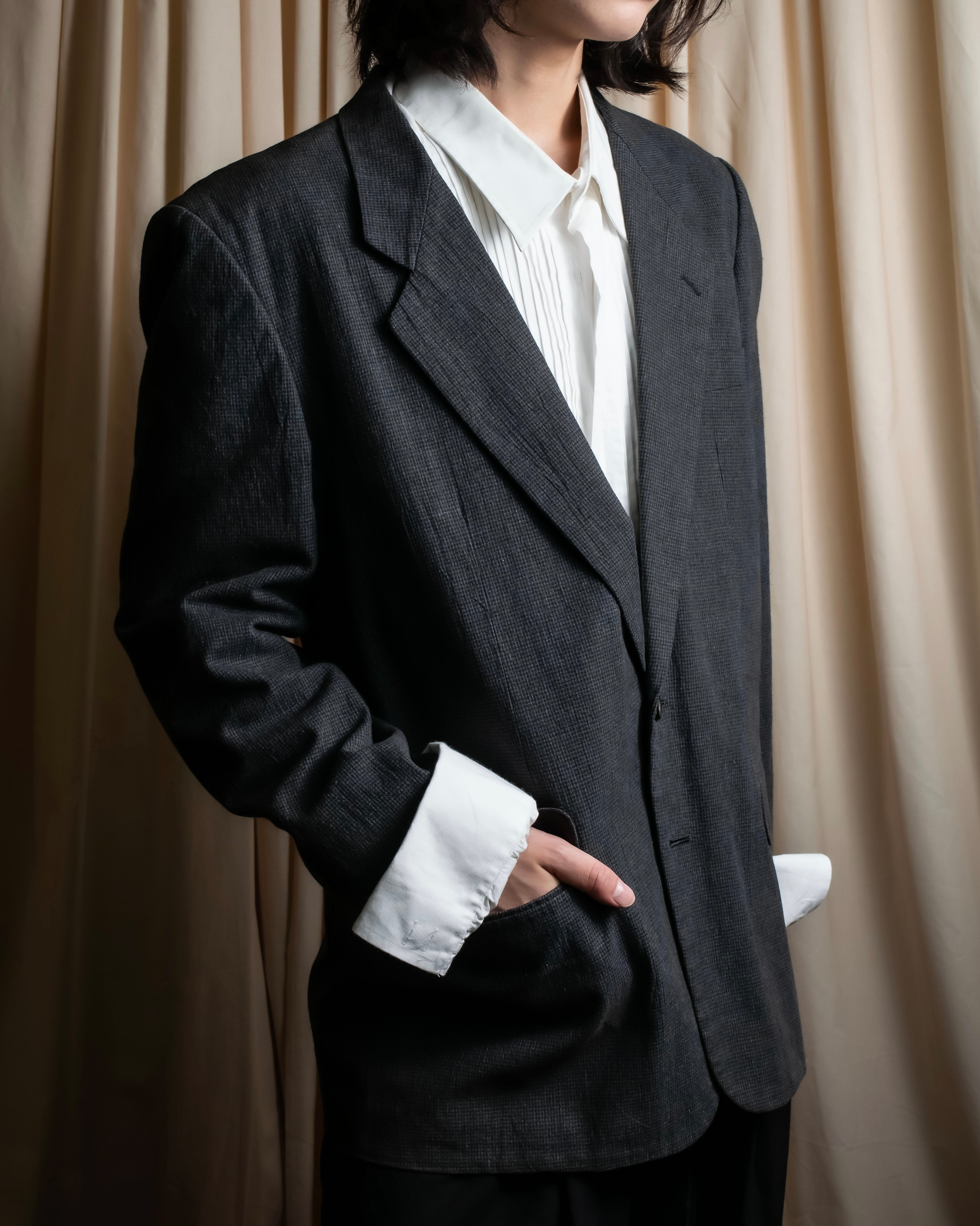 "COMME des GARCONS HOMME" 03SS fine all-over pattern cotton tailored jacket