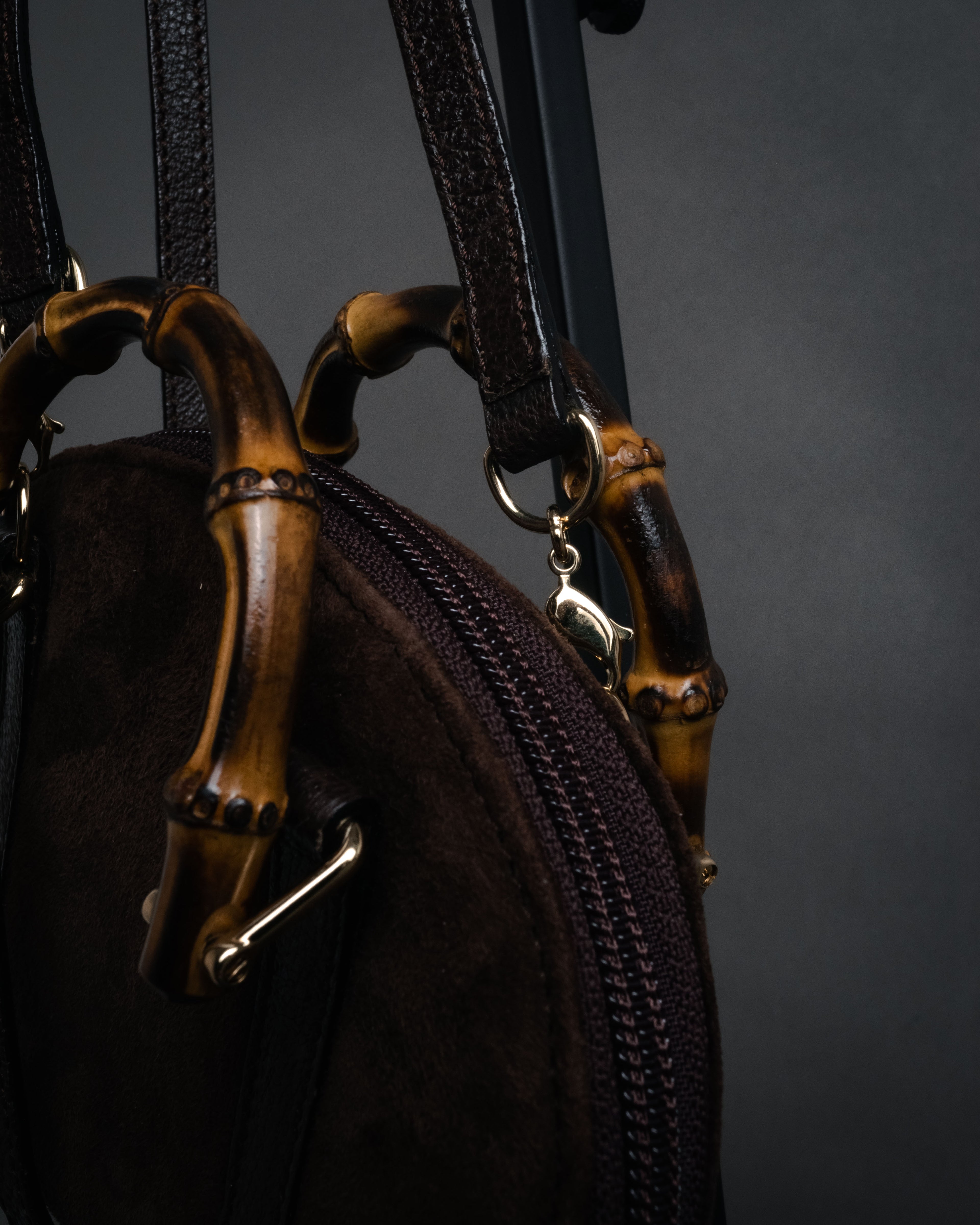 -SPECIAL- “GUCCI” 90’s bamboo handle suede half moon bag
