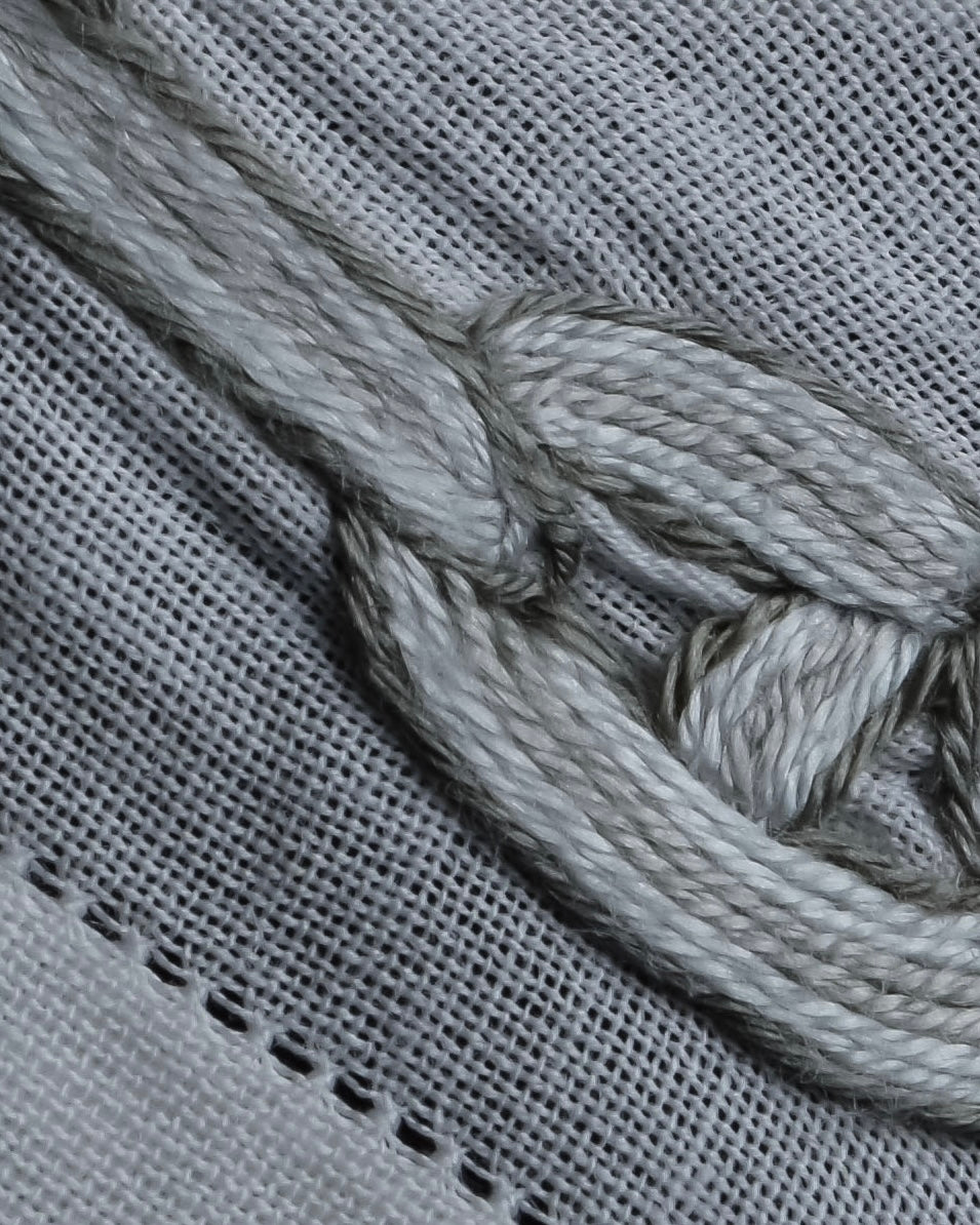 "HERMES" Embroidered knot border cotton scarf