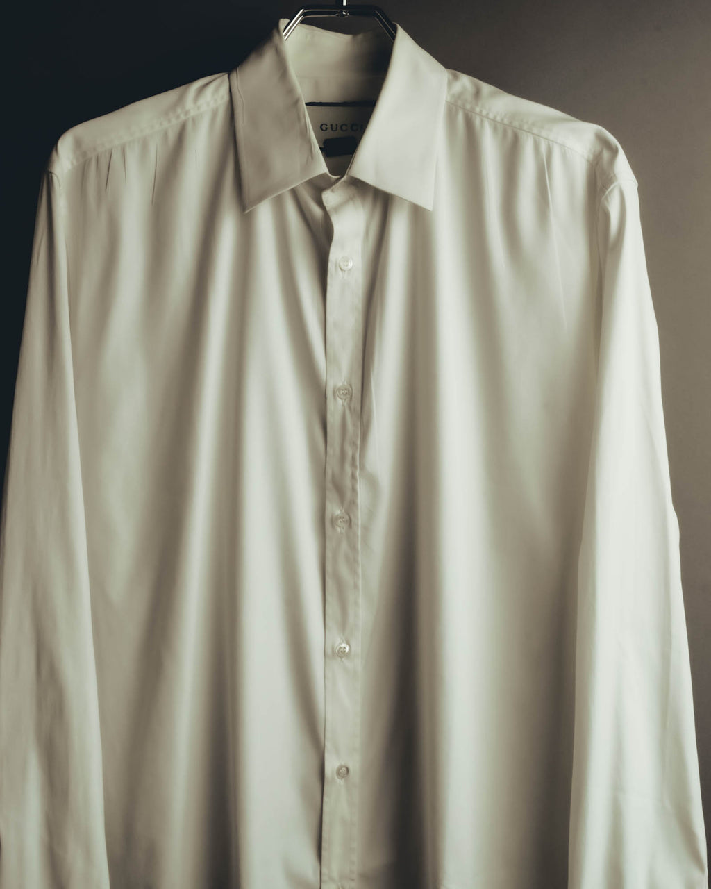 "GUCCI" 10's-20's Minimal ivory dress shirt
