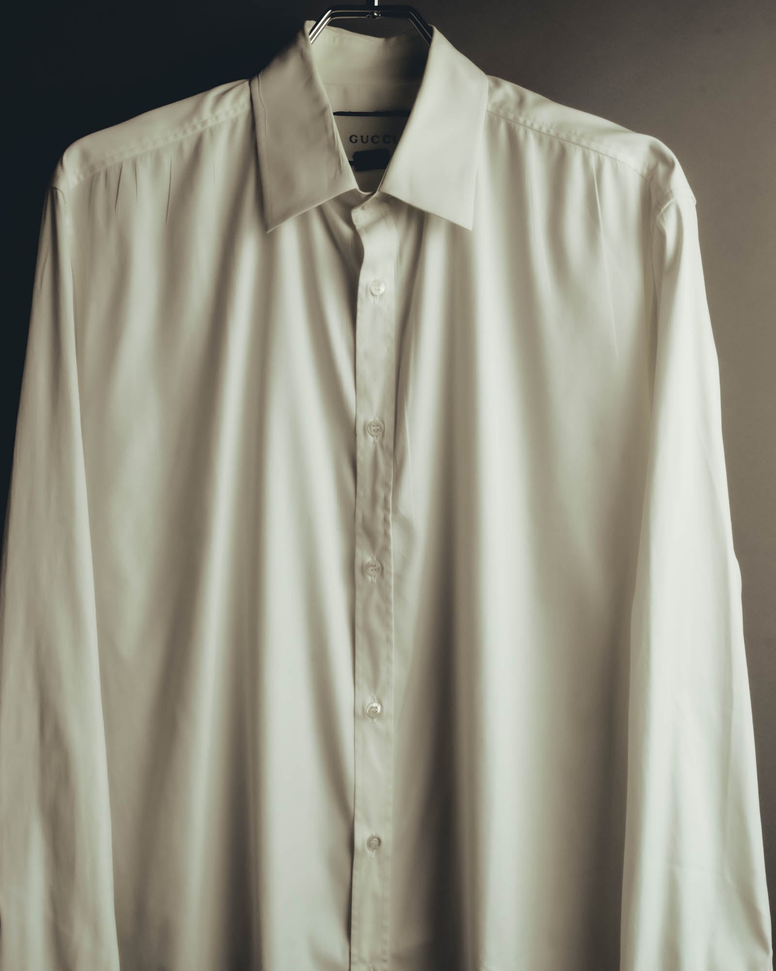 "GUCCI" 10's-20's Minimal ivory dress shirt