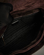 "PRADA" Leather loop strap design suede leather bag