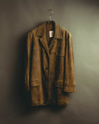 -SPECIAL- “LOEWE” 70’s-80’s Perforated trim suede long jacket