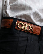 "Salvatore Ferragamo" Gancini motif chain design leather belt