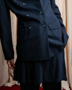 "DKNY" Peak lapel buttoned tailored jacket＆pleated wrap skirt set up