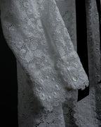 "GUCCI" Michele period floral lace design bow tie shirt