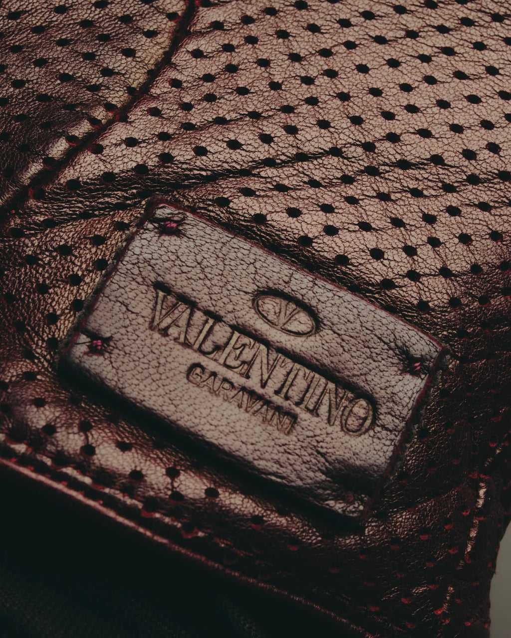 "VALENTINO GARAVANI" 2010's Burgundy perforated leather gloves