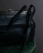 "JEAN PAUL GAULTIER" Logo engraved clasp frame 2way leather bag