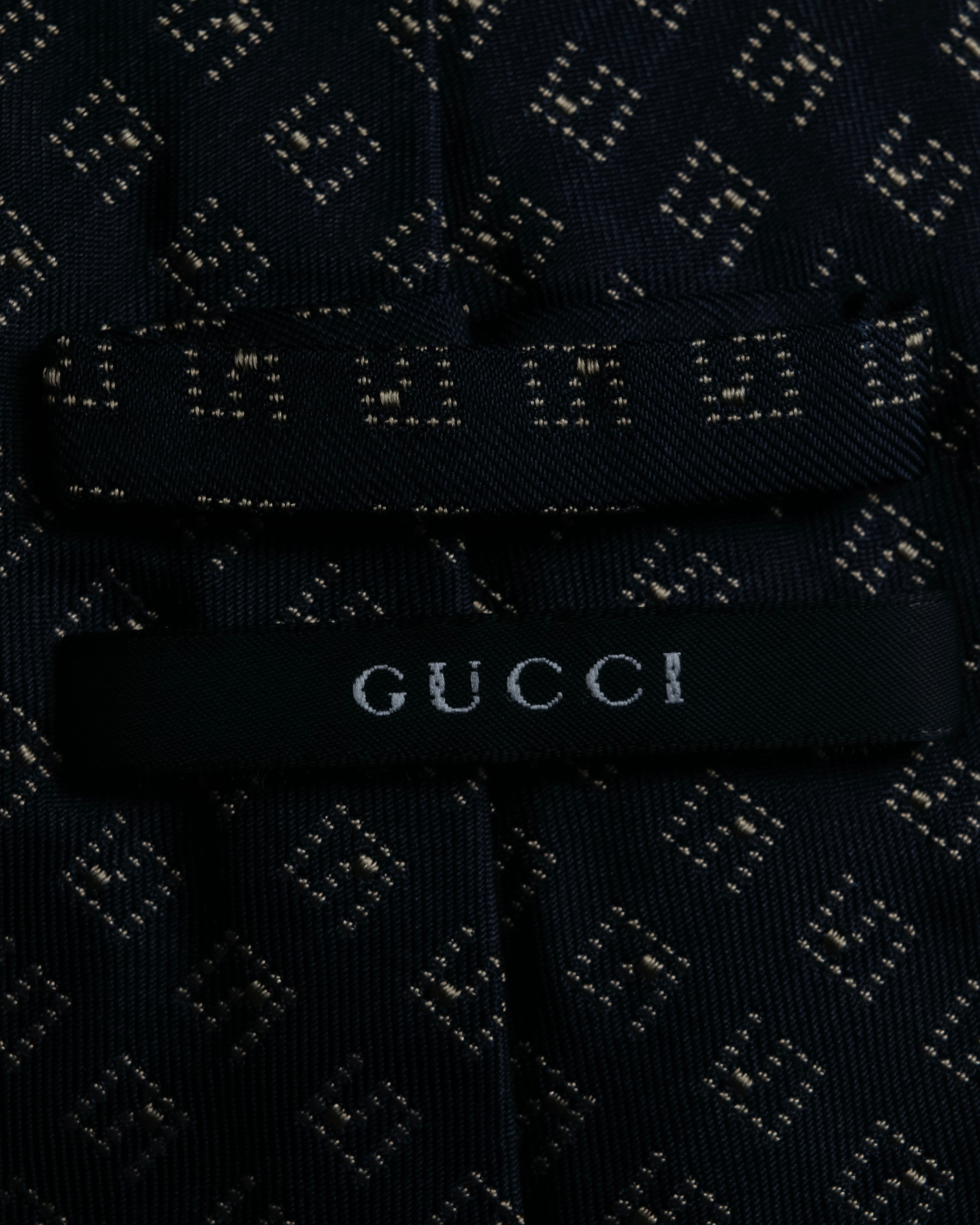 "GUCCI" G motif pattern silk necktie