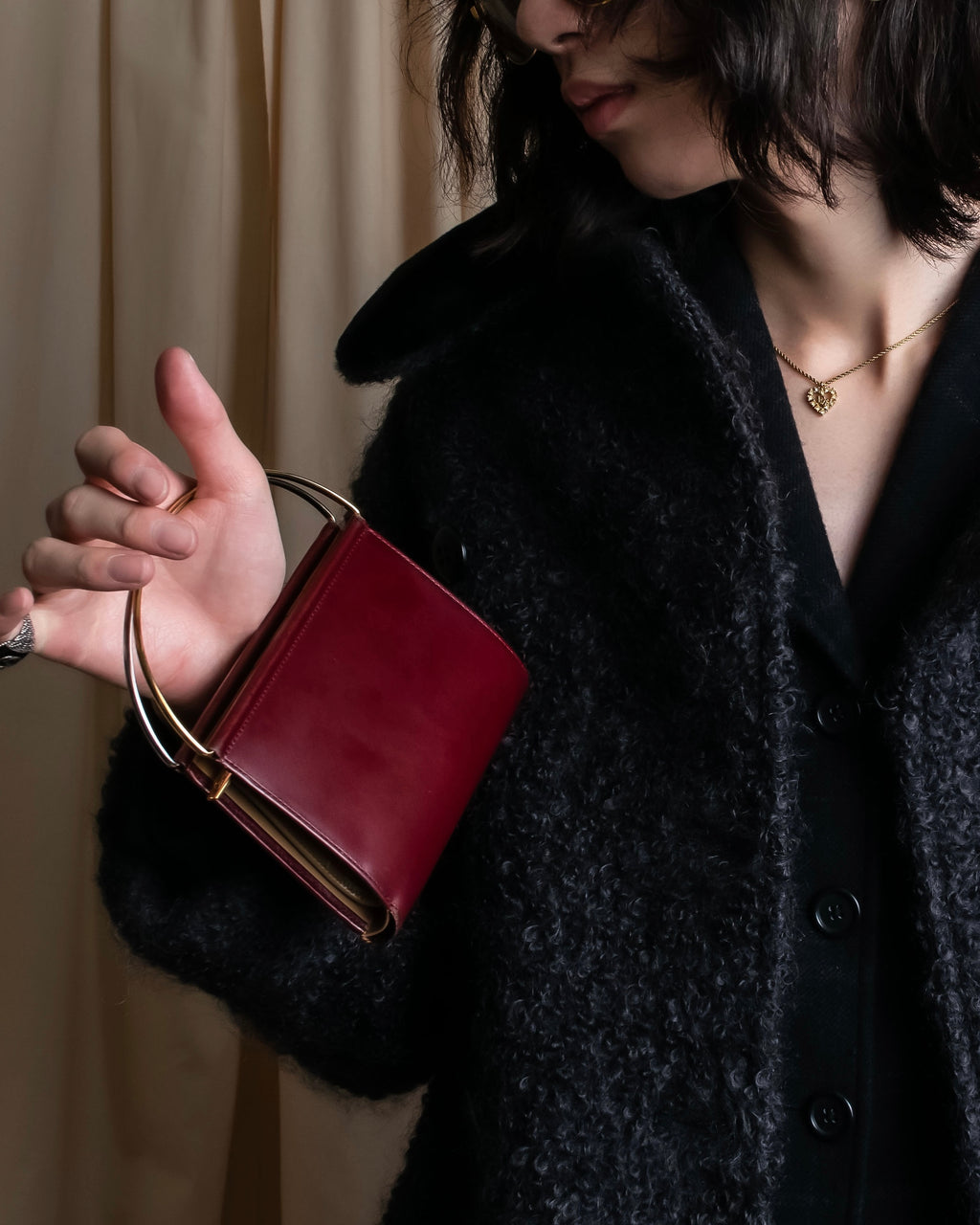 "Cartier" Curved handle design leather wallet bag