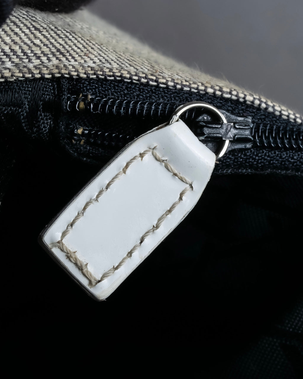 "Christian Dior" Malice Pearl Series greige color canvas shoulder bag