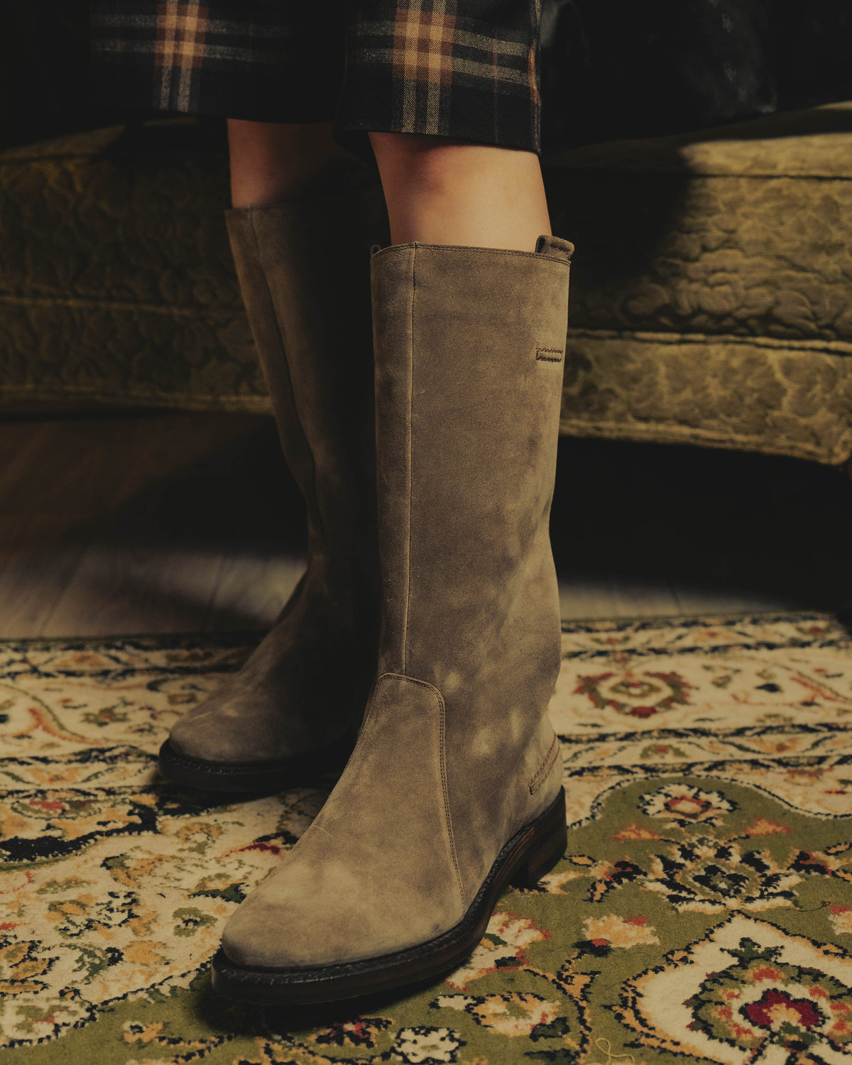 -SPECIAL- “Dior” 00’s Taupe suede square toe riding boots