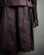 "CELINE" Triomphe button design in plum brown color
 trench coat