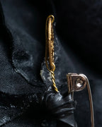 "CHANEL" Black camellia motif brooch