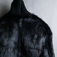 "DKNY" High neck ribbed fur double zip jacket