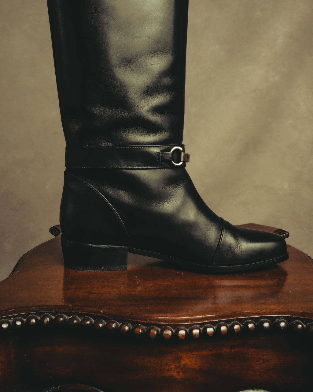 "Yves Saint Laurent" 90's Logo hardware knee-high boots