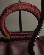 “CELINE” 90’s-00’s Burgundy leather ring handle tote bag
