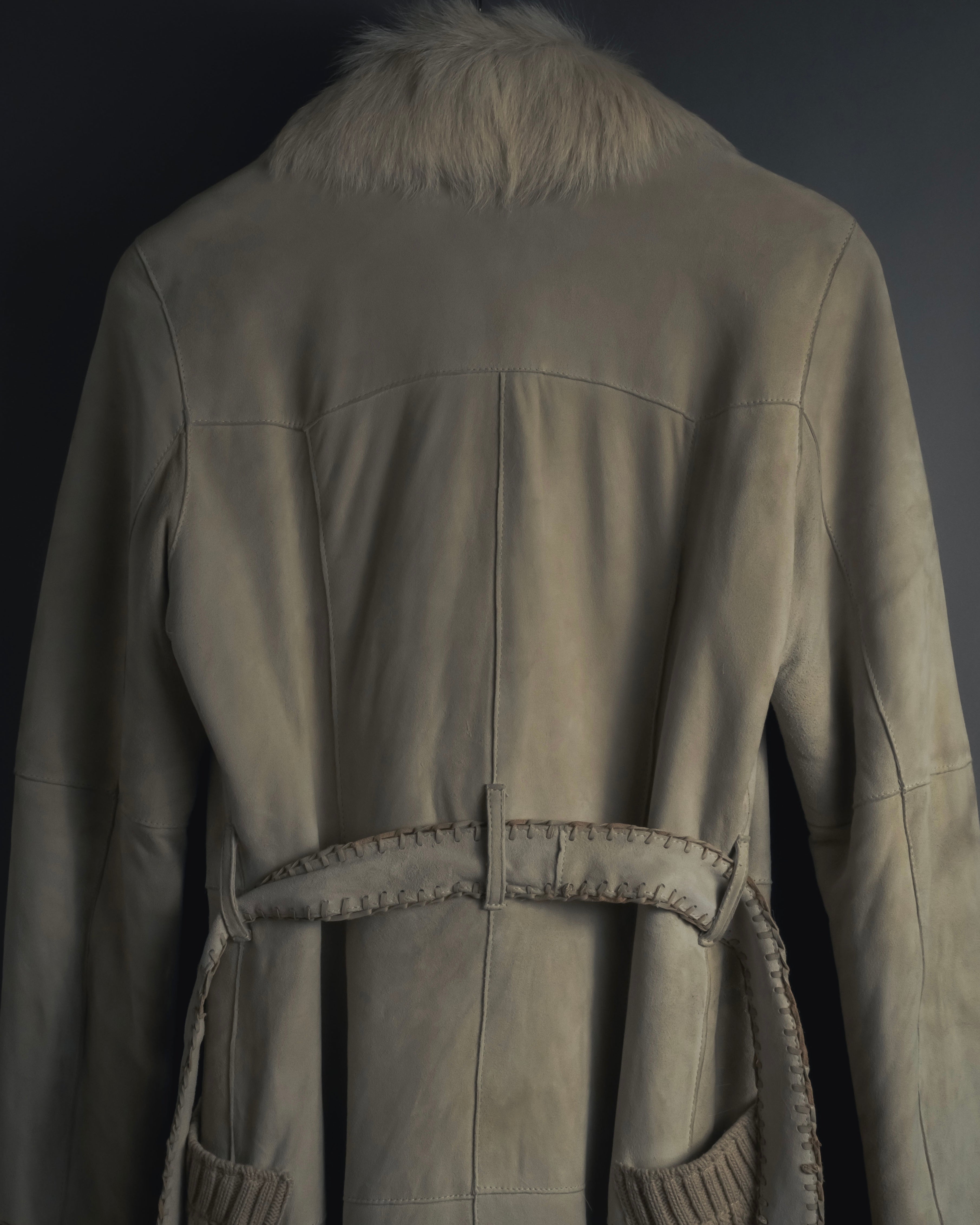 "BURBERRY BLUE LABEL" 00’s Shearling cable-knit pockets coat