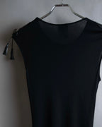 "GIANNI VERSACE" Tassel lace-up design A-line silhouette black dress