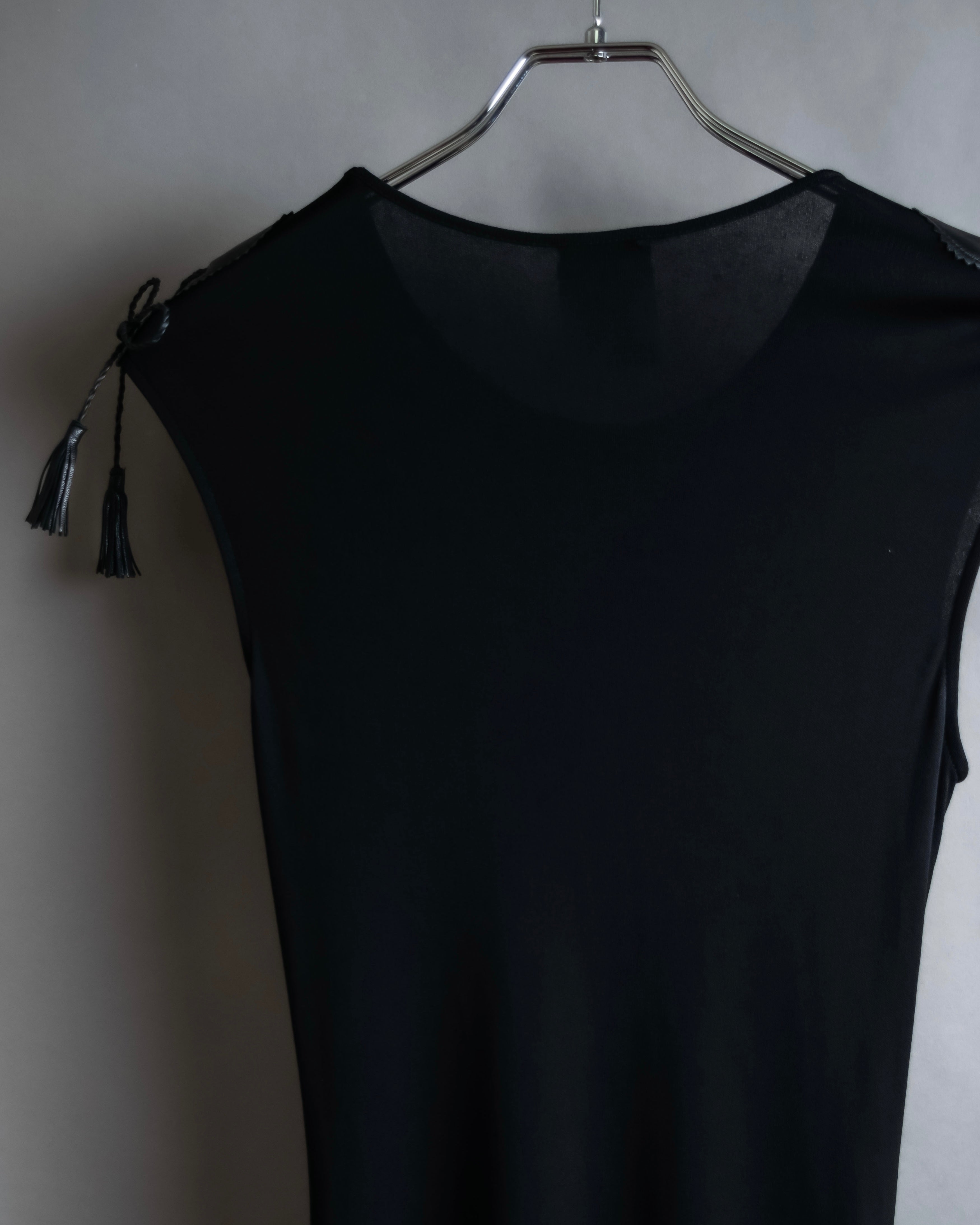 "GIANNI VERSACE" Tassel lace-up design A-line silhouette black dress