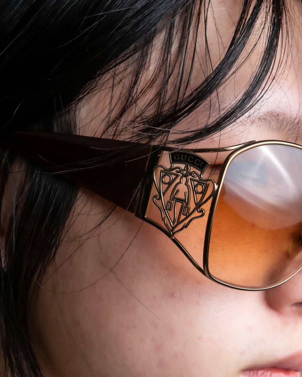 "GUCCI" Teardrop frame smoking lens sunglasses
