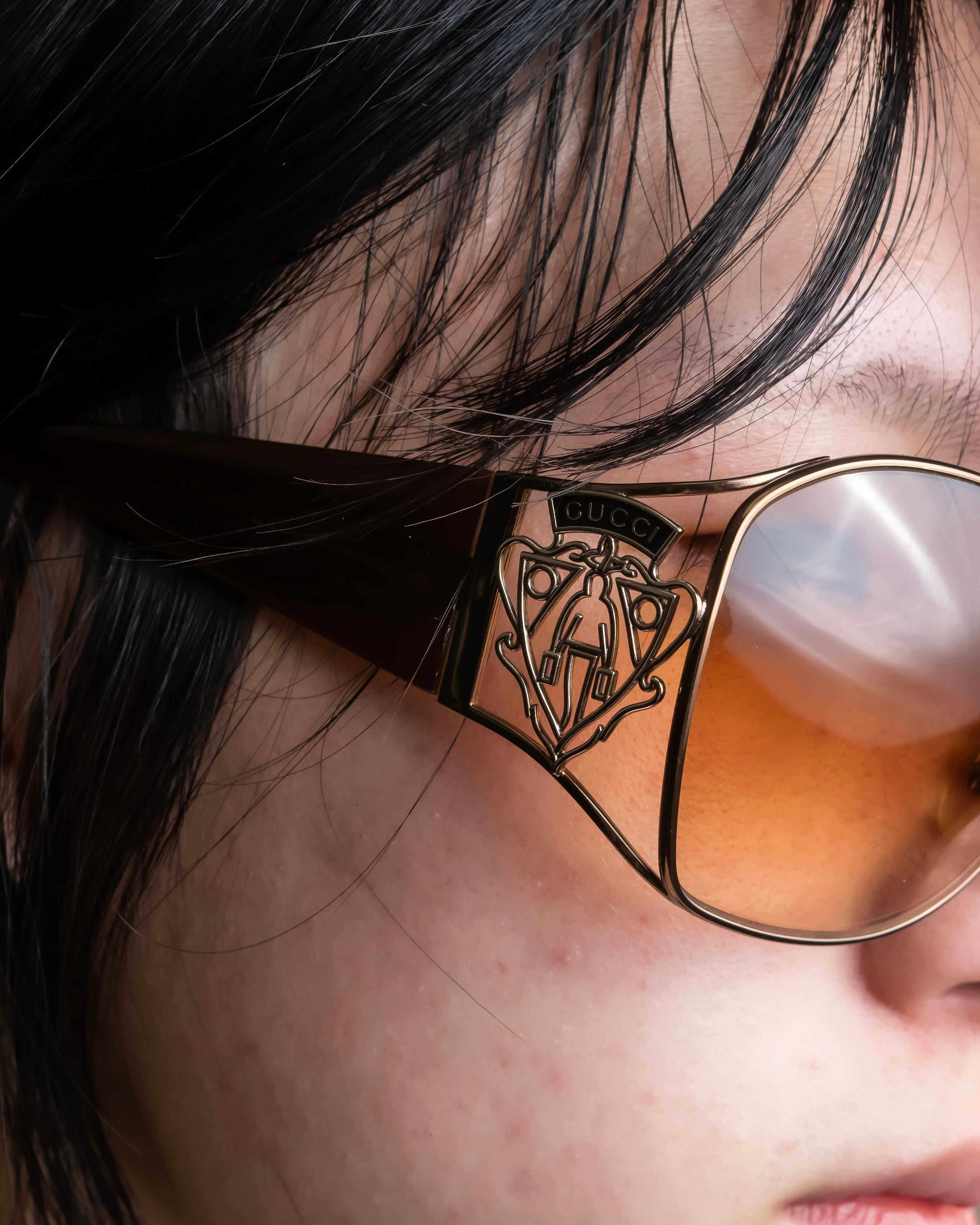 "GUCCI" Teardrop frame smoking lens sunglasses