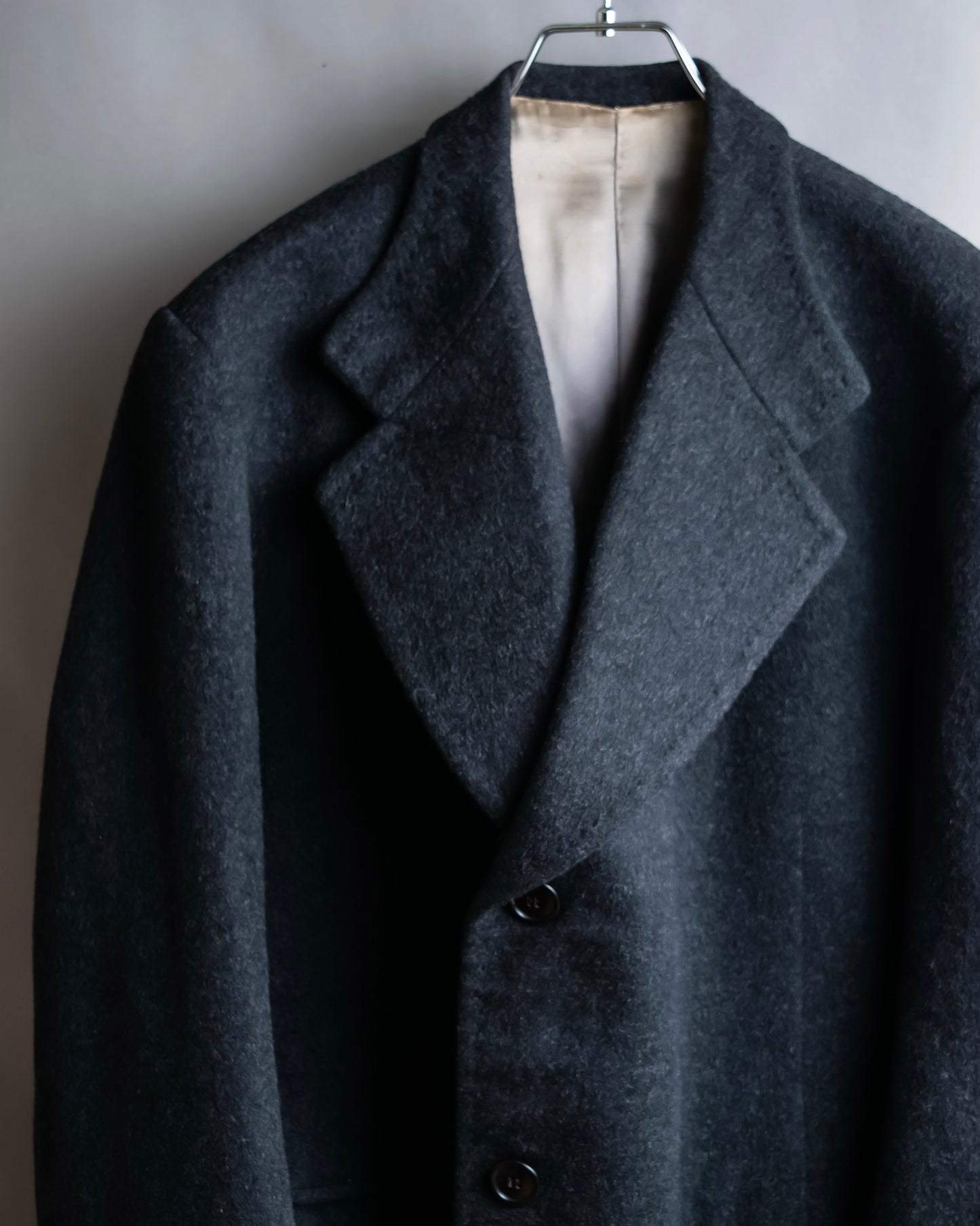 "Vintage brushed texture oversized mid-length chester coat"