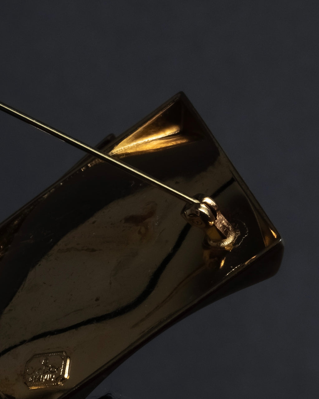 "Christian Dior" Double square design gold brooch