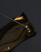 "Christian Dior" Double square design gold brooch