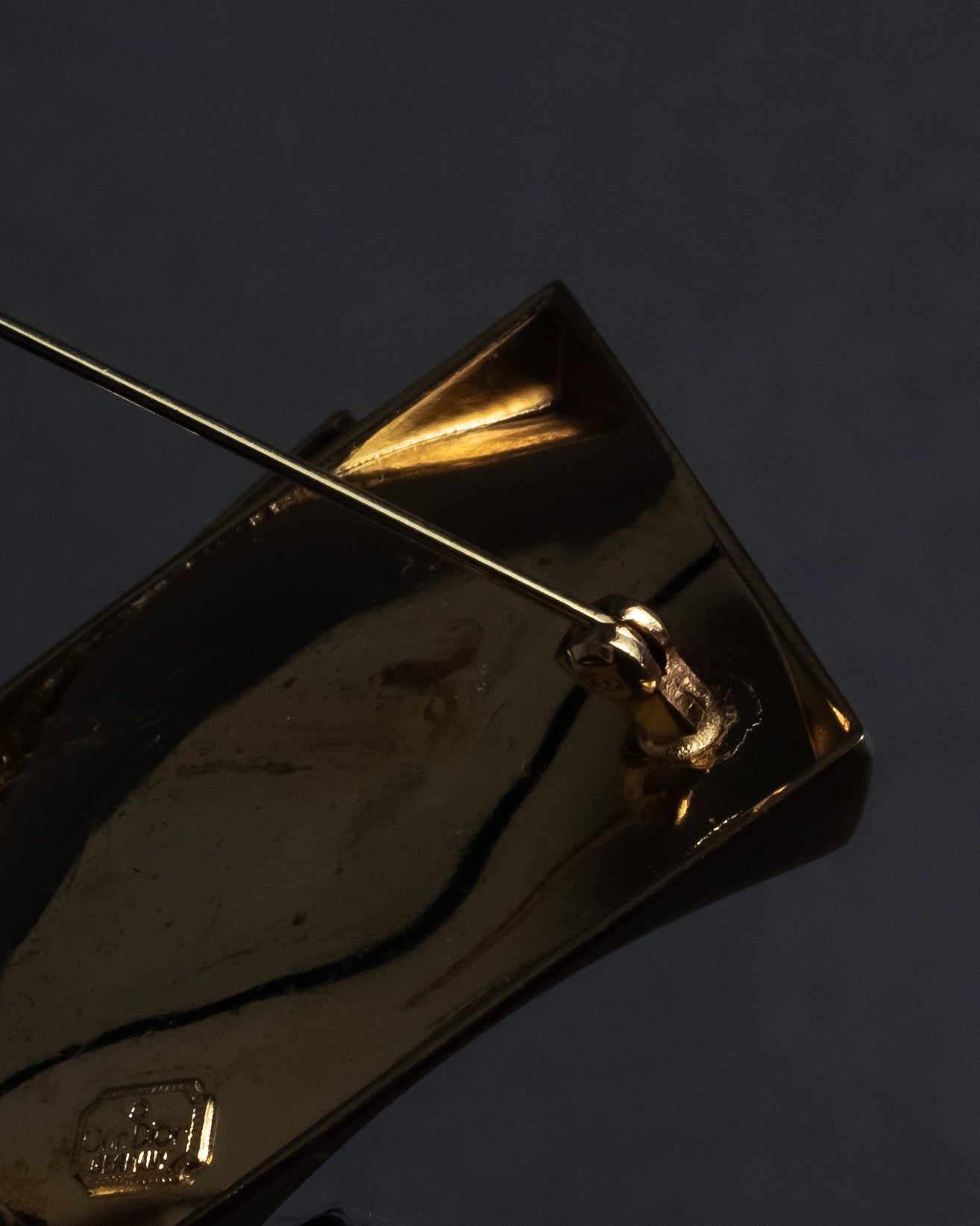 "Christian Dior" Double square design gold brooch