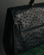 “Jardin des Sacs” 80’s-90’s Ostrich leather top handle bag