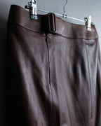 "Hermes by Gaultier" Round Pocket Wine Red Leather Skirt