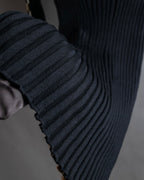 "LOEWE" Check pattern switching shaped ribbed knit