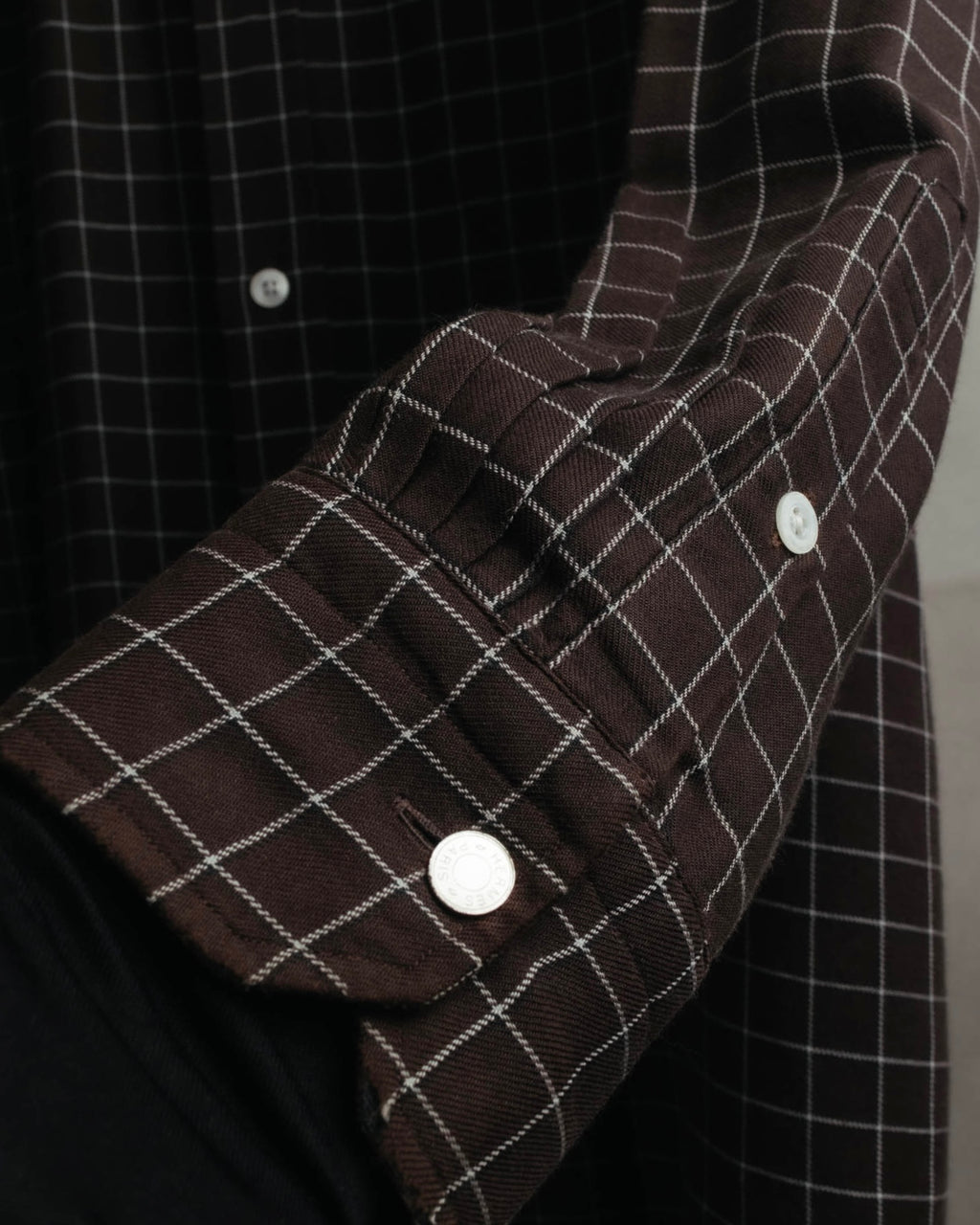 -SPECIAL- “HERMES” 90’s-00’s Windowpane checked sellier button shirt