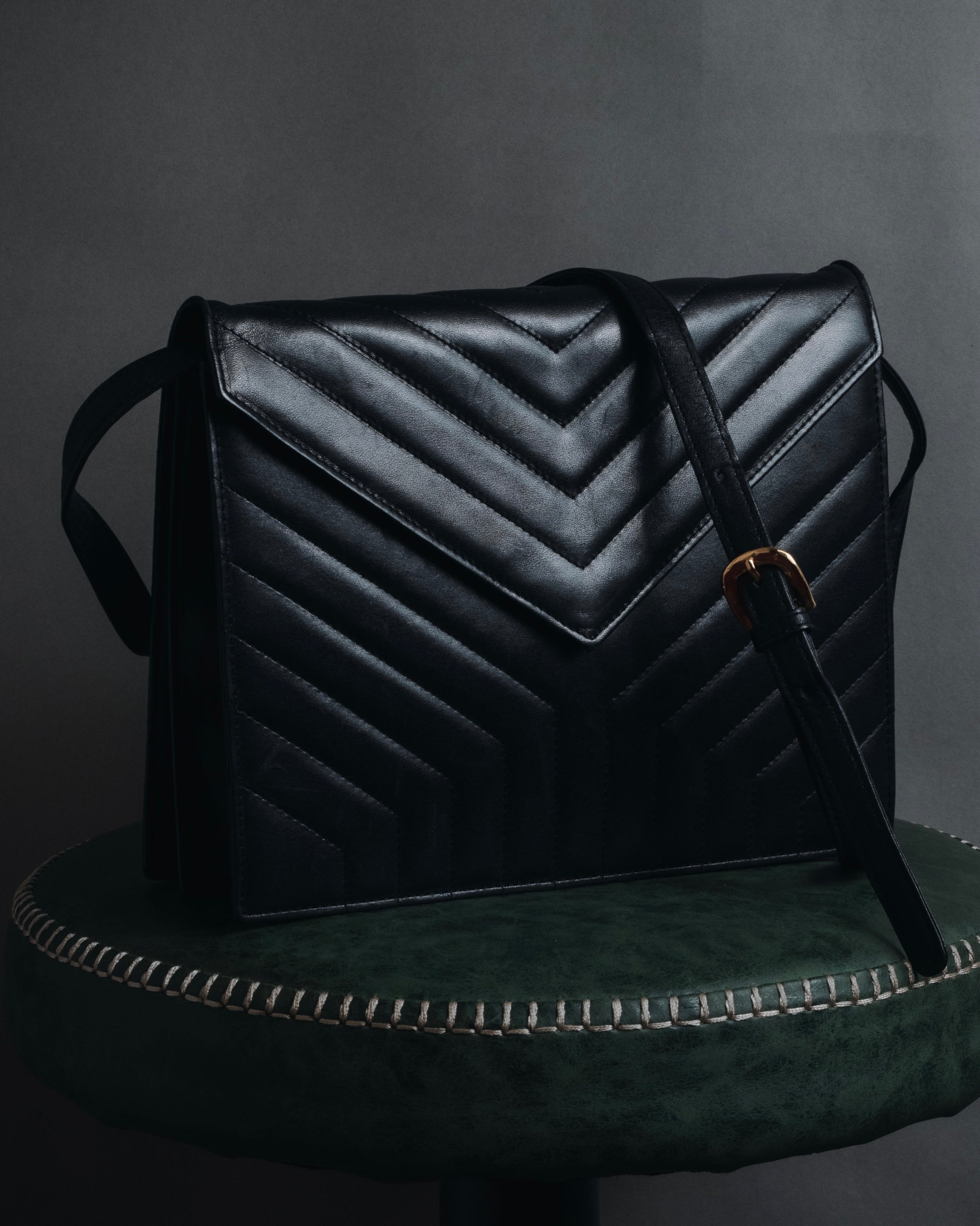 "Yves Saint Laurent" Late 80’s–early 90’s chevron quilted cassandre shoulder bag