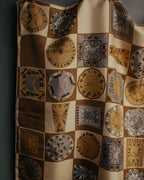 “Cartier“ 80’s-90’s Timepiece motif silk scarf