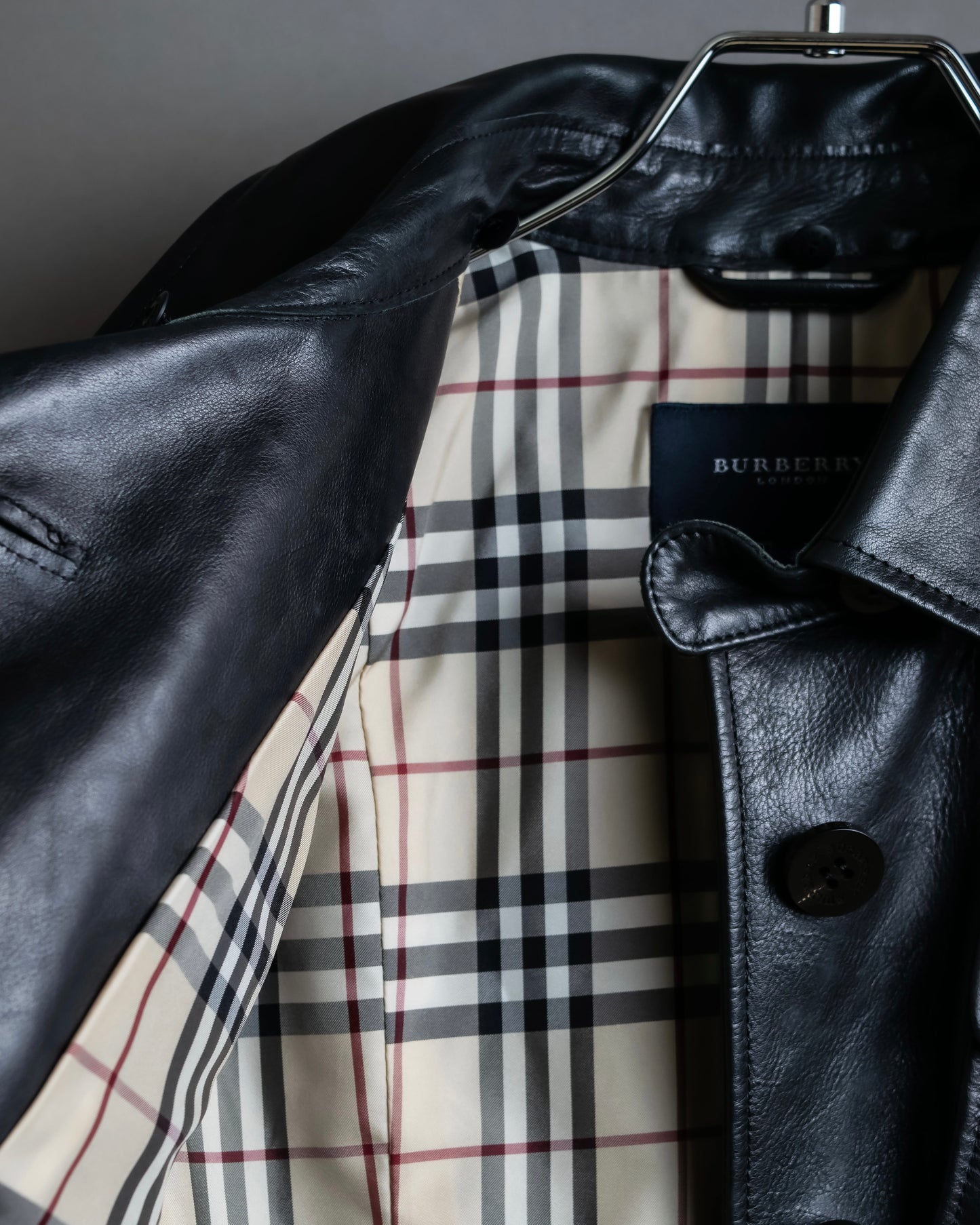 "BURBERRY" 100% cow leather Military pocket details short length jacket