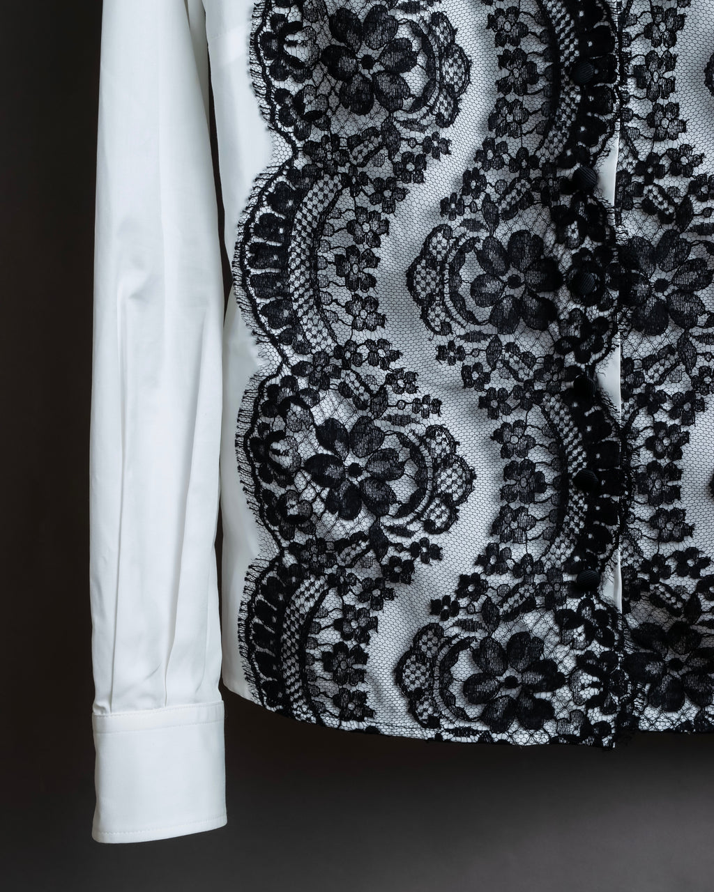 "Dolce &amp; Gabbana" Flower engraved lace design shape fit shirt