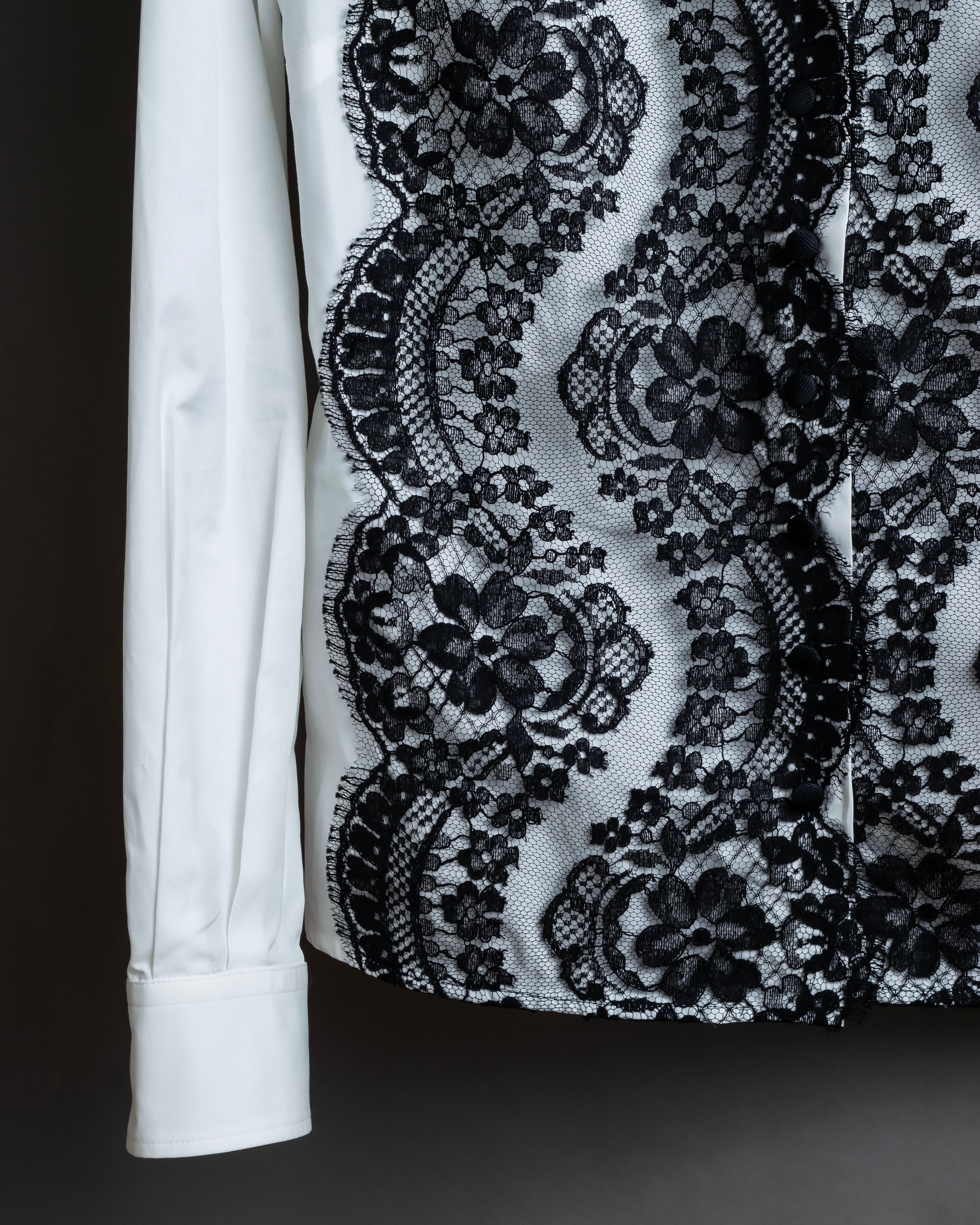 "Dolce &amp; Gabbana" Flower engraved lace design shape fit shirt