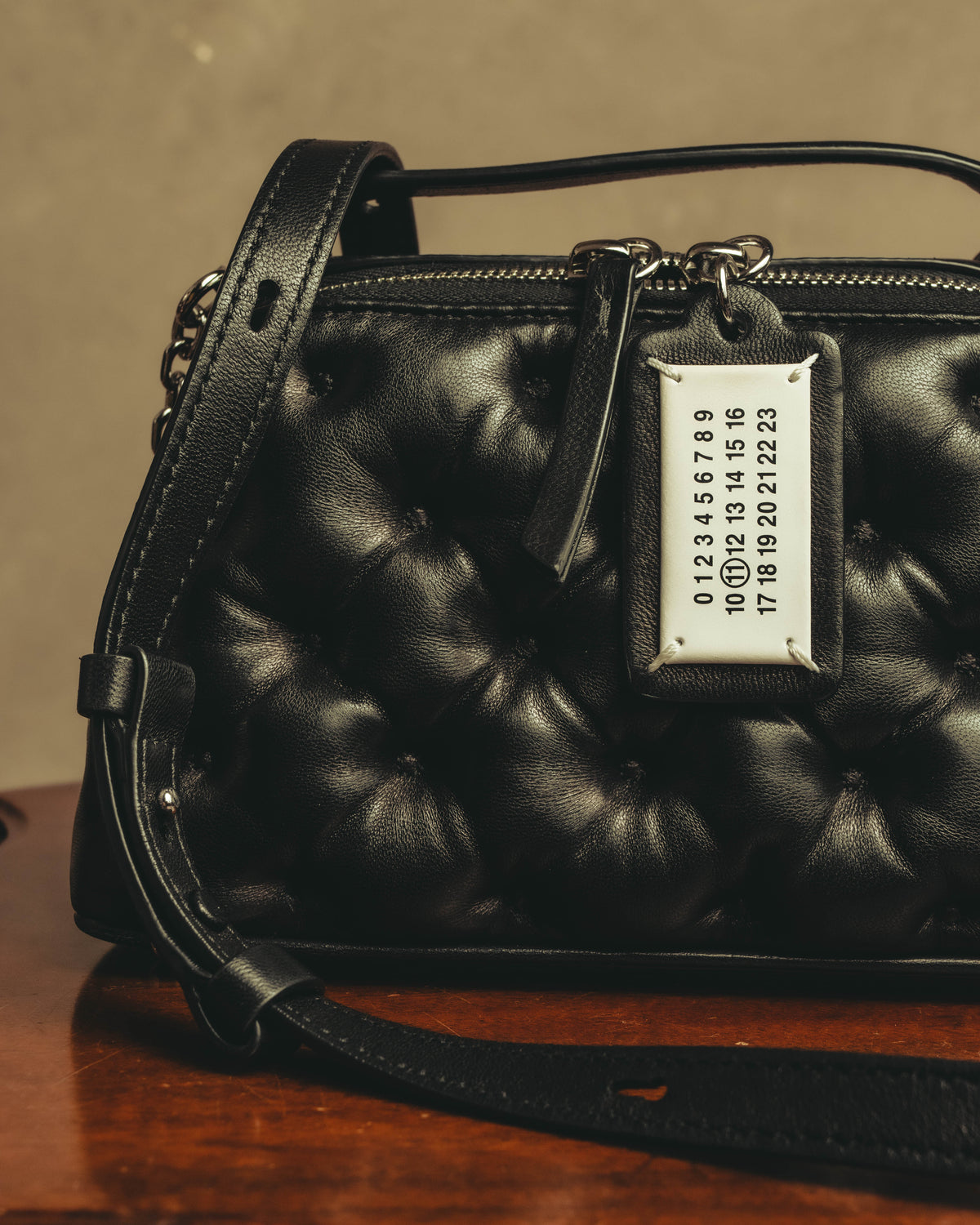 –SPECIAL– “Maison Margiela” 2024-25 Glam slam embroidered trapezoid leather bag