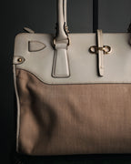 “Salvatore Ferragamo” 2010’s canvas and leather gancini tote bag