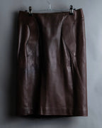 "Hermes by Gaultier" Round Pocket Wine Red Leather Skirt