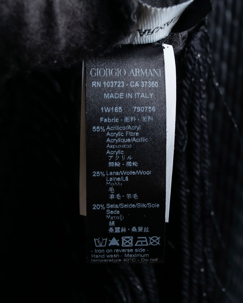 "GIORGIO ARMANI" Waffle low gauge knit fringe design stole