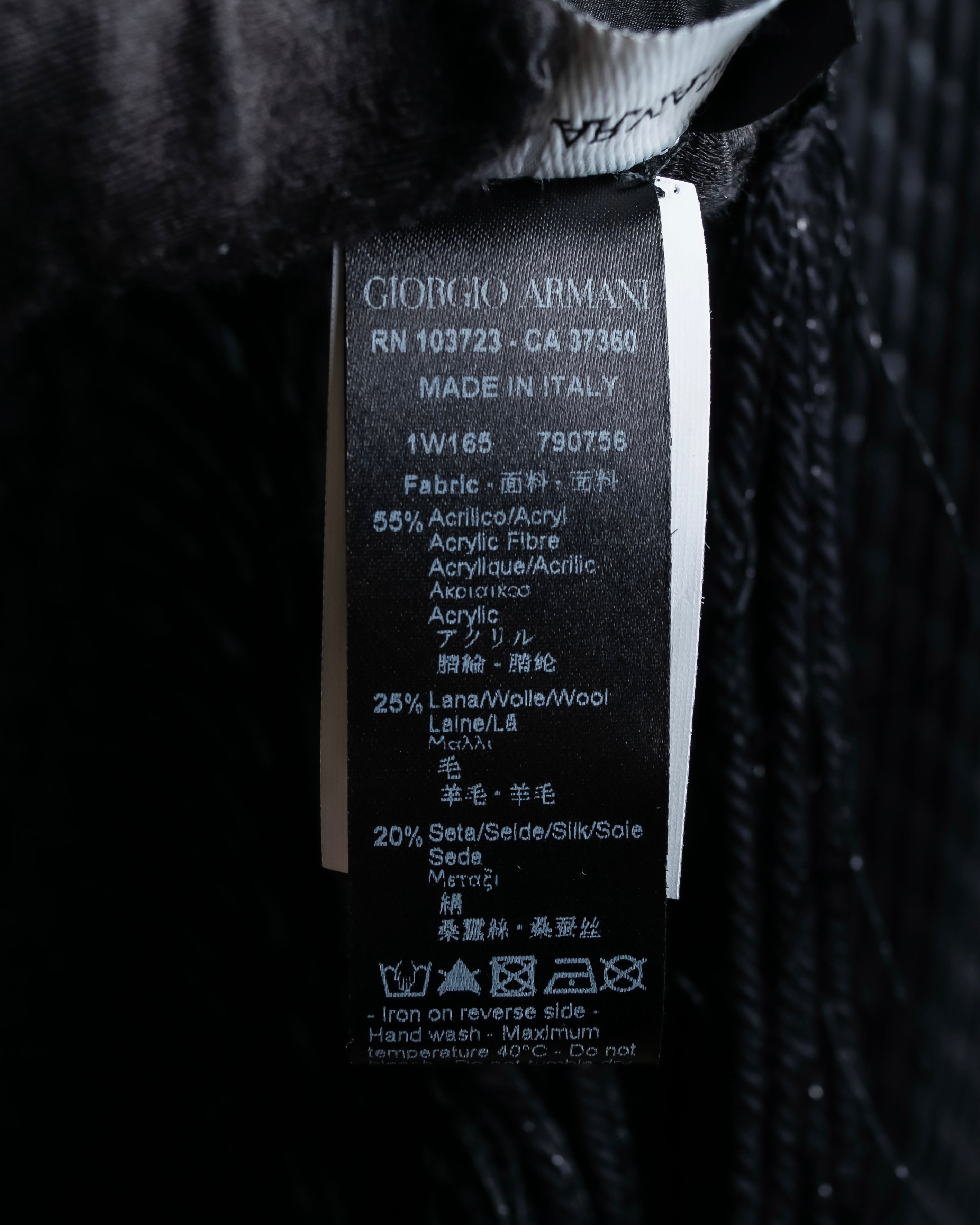 "GIORGIO ARMANI" Waffle low gauge knit fringe design stole