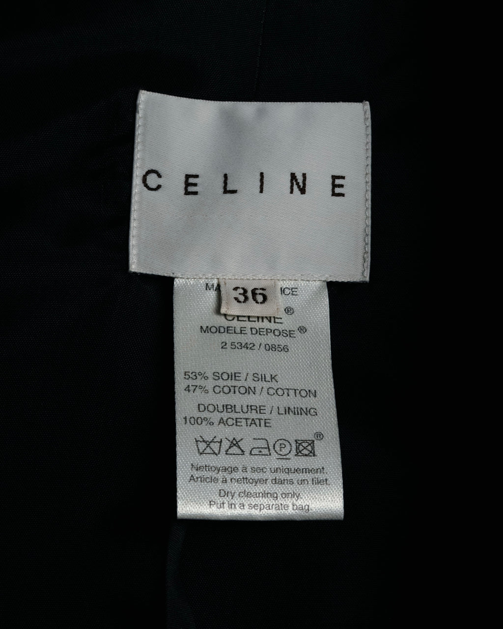 “CELINE” 00’s Lace overlay silk blend tailored jacket
